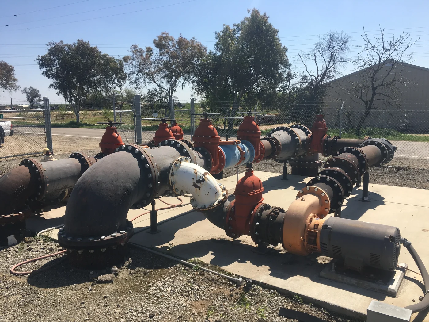 Pump station piping before coating – project in progress